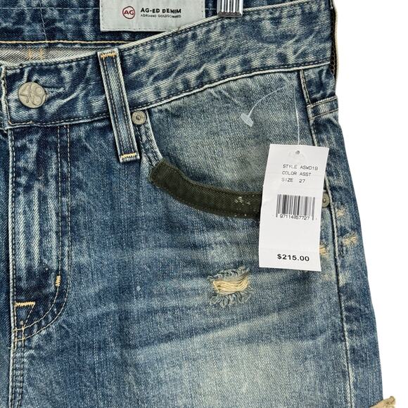 Adriano Goldschmied Patched Slouchy Jean SZ 27 Ex Boyfriend Slim Thrashed Blue - Picture 5 of 16